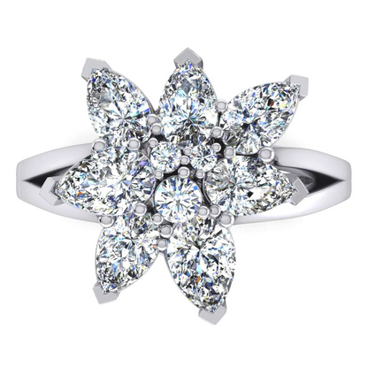 3 Ct Diamond Pear Cut Cluster Ring Gold 14K Jewelry For Ladies