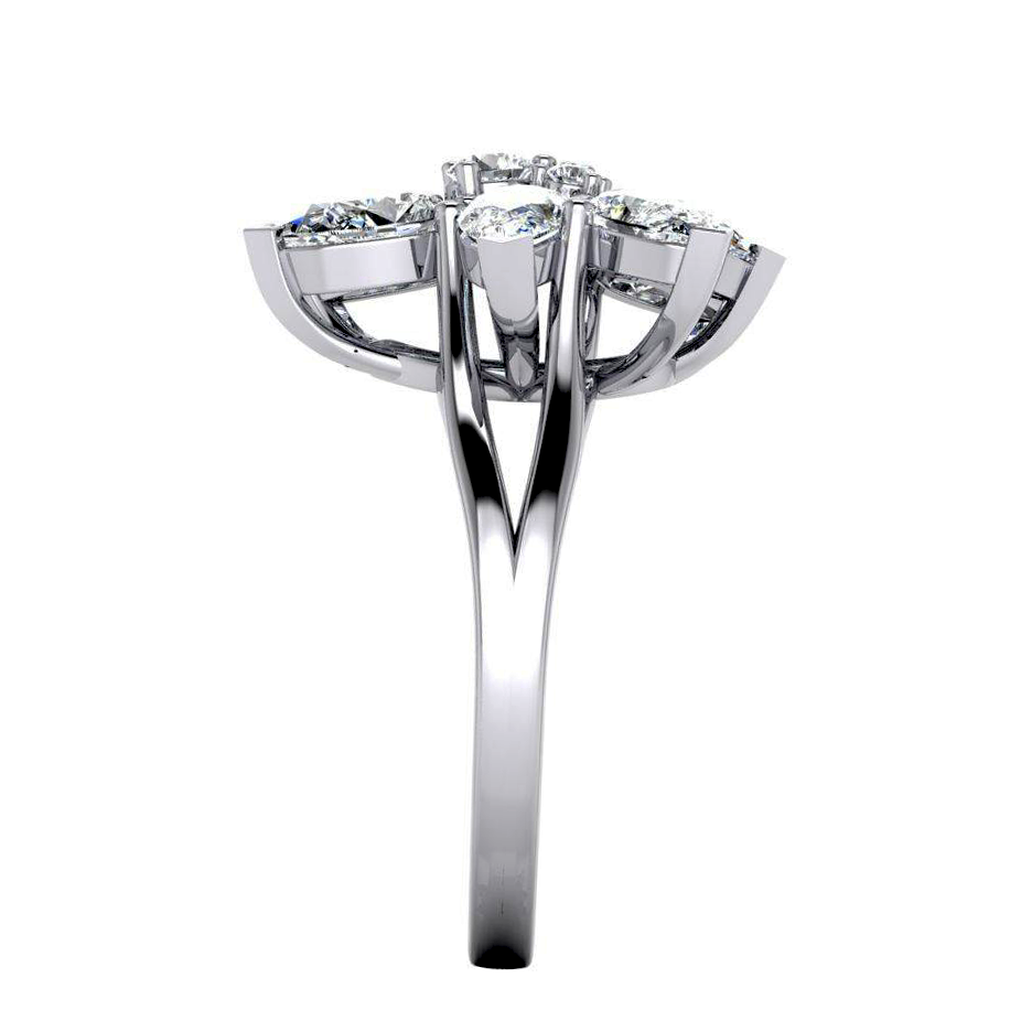 3 Ct Diamond Pear Cut Cluster Ring Gold 14K Jewelry For Ladies