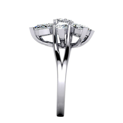 3 Ct Diamond Pear Cut Cluster Ring Gold 14K Jewelry For Ladies