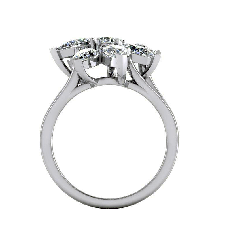 3 Ct Diamond Pear Cut Cluster Ring Gold 14K Jewelry For Ladies