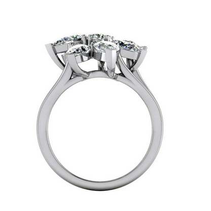 3 Ct Diamond Pear Cut Cluster Ring Gold 14K Jewelry For Ladies