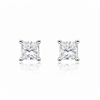 natural princess diamond 3ct earring side angle