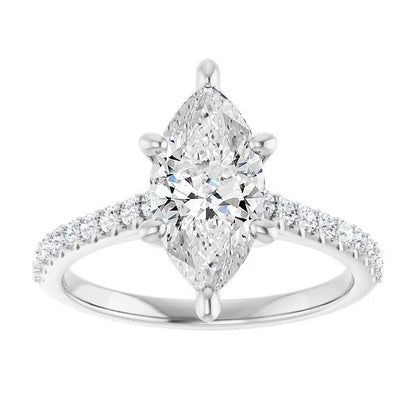 3 Ct Marquise And Round Gorgeous Natural Earth Mined Diamond Engagement Ring