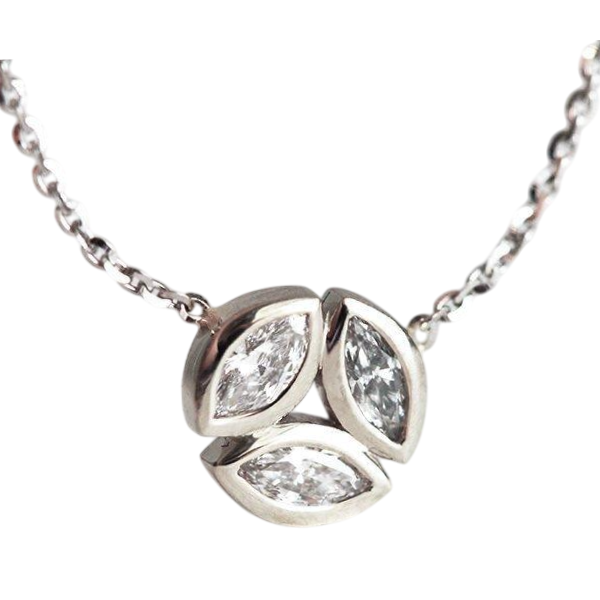 3 Ct Marquise Cut Natural Earth Mined Diamonds Three Stone Pendant Necklace White Gold