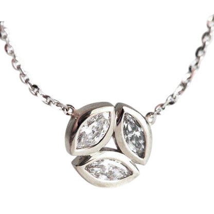 3 Ct Marquise Cut Natural Earth Mined Diamonds Three Stone Pendant Necklace White Gold