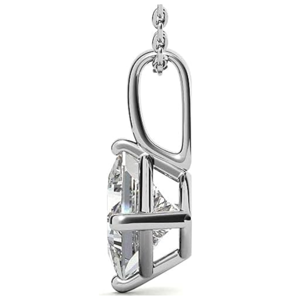 3 Ct Princess Cut Solitaire Lab Grown Diamond GIA CERTIFICATE Pendant Necklace White Gold 14K
