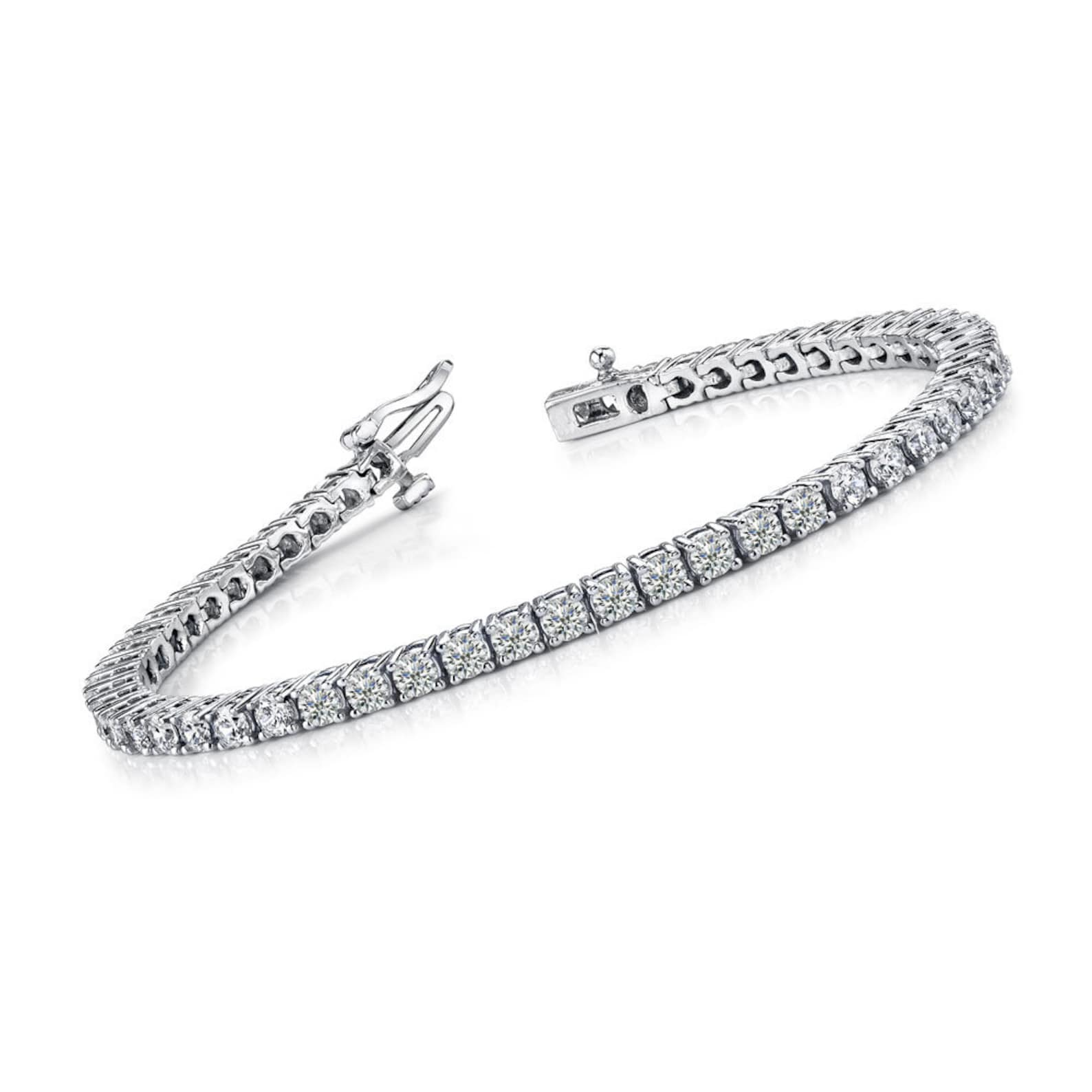 3 Ct Round Brilliant Cut Natural Earth Mined Diamond Tennis Bracelet White Gold Jewelry