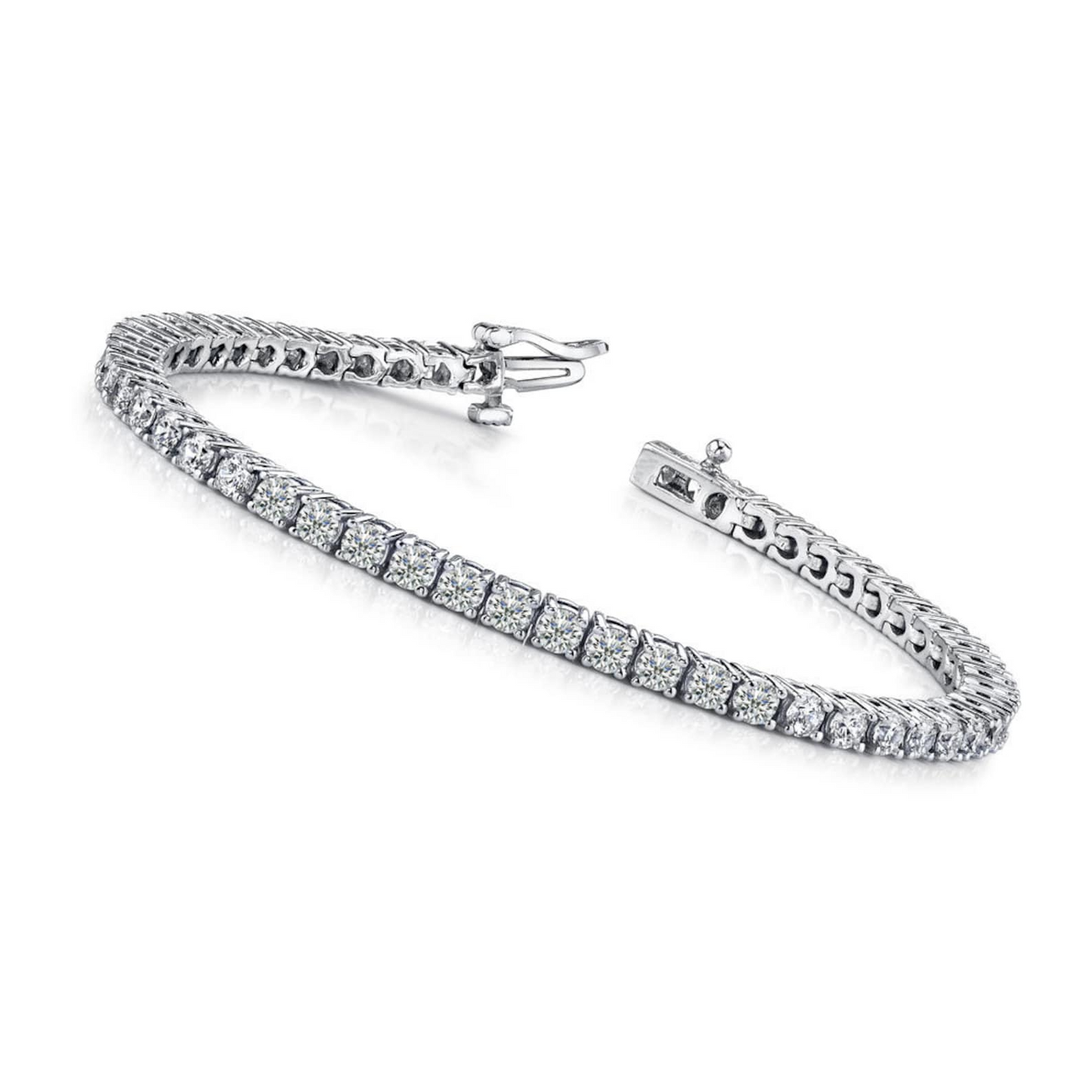 3 Ct Round Brilliant Cut Natural Earth Mined Diamond Tennis Bracelet White Gold Jewelry