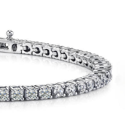 3 Ct Round Brilliant Cut Natural Earth Mined Diamond Tennis Bracelet White Gold Jewelry