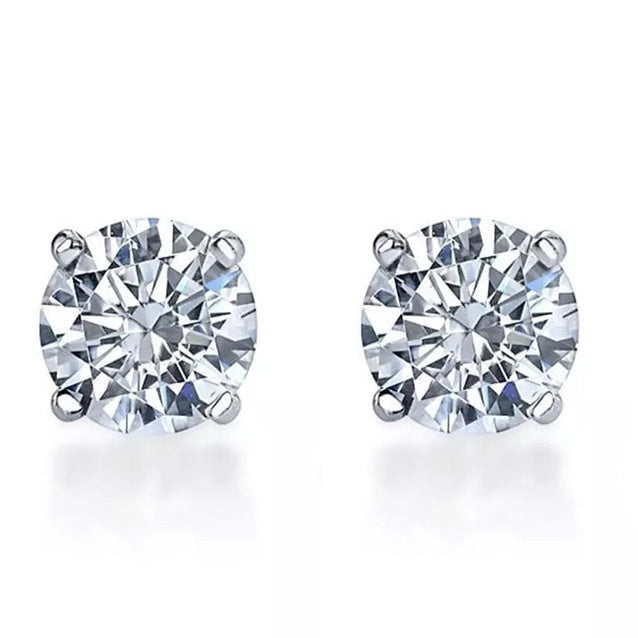 natural round diamond 3ct earring side angle