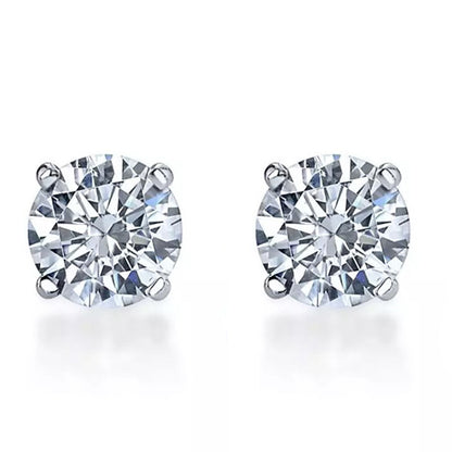 natural round diamond 3ct earring side angle