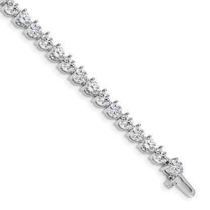 3 Prong Setting Tennis Bracelet 6.75 Ct Round Brilliant Cut Lab Grown Diamonds