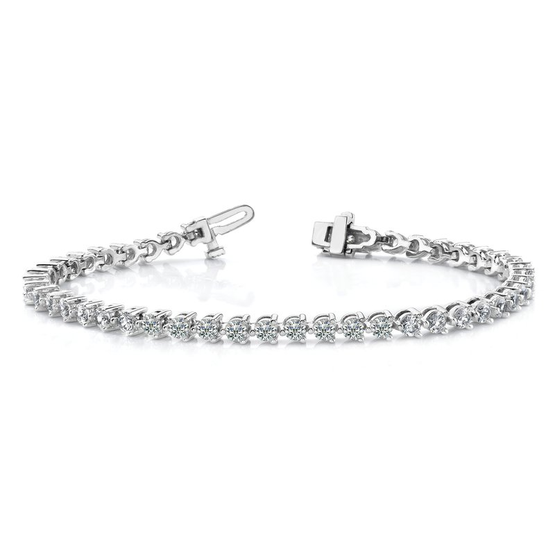 3 Prong Setting Tennis Bracelet 6.75 Ct Round Brilliant Cut Lab Grown Diamonds