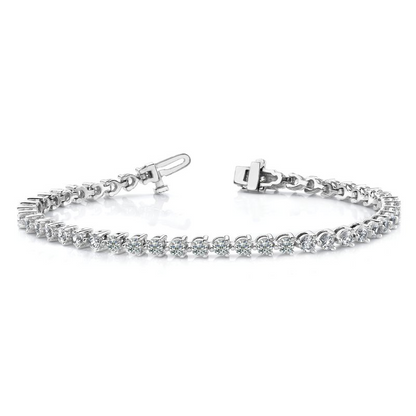 3 Prong Setting Tennis Bracelet 6.75 Ct Round Brilliant Cut Lab Grown Diamonds