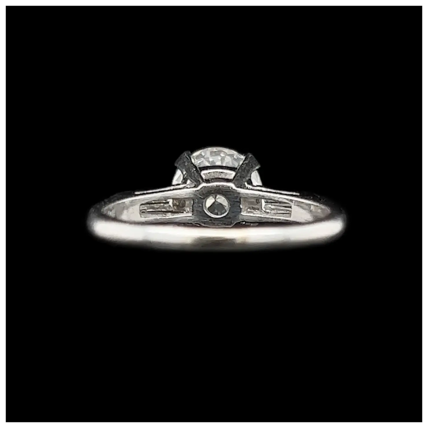 3 Stone Baguette & Big Round Old Mine Cut Lab Grown Diamond Ring Gold 8.50 Carats