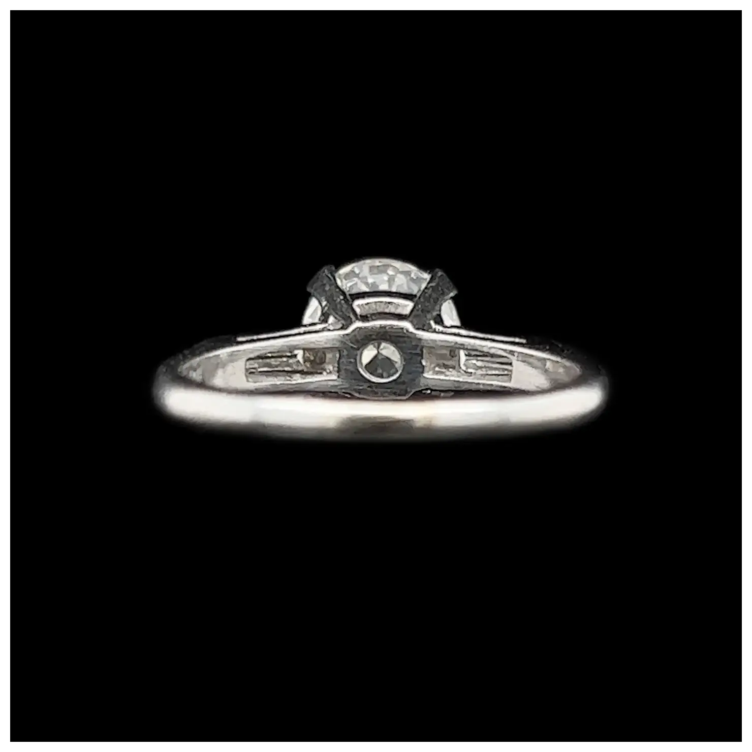 3 Stone Baguette & Big Round Old Mine Cut Lab Grown Diamond Ring Gold 8.50 Carats