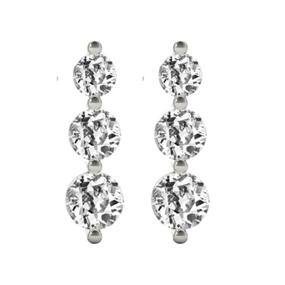 3 Stone Mined Diamond Drop Earrings Old European Cut 7.50 Carats