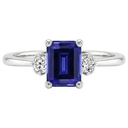 3ct Sapphire Emerald Cut Natural Earth Mined Diamond Ring