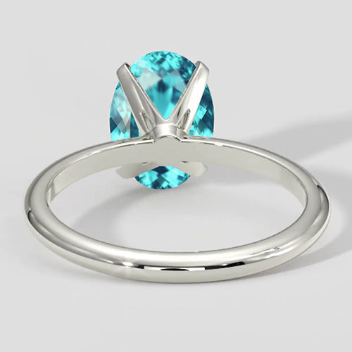 Natural Real ( Not Lab Grown )  3ct Oval Paraiba Tourmaline Four-Prong Solitaire