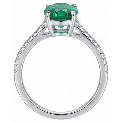 4.25 Carats Oval Cut Green Emerald GIA And Natural Earth Mined Diamond Ring White Gold 14K