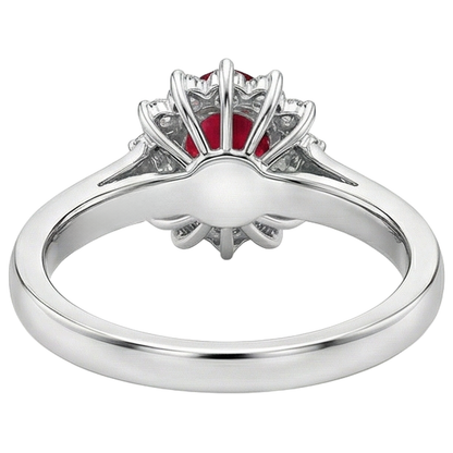 4.25 Carats Ruby And Natural Earth Mined Diamonds Halo Ring New White Gold 14K