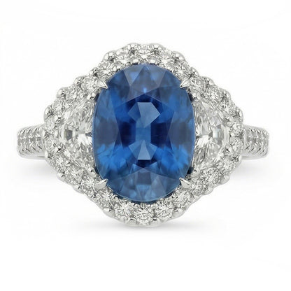 natural round sapphire 4.25ct ring side angle