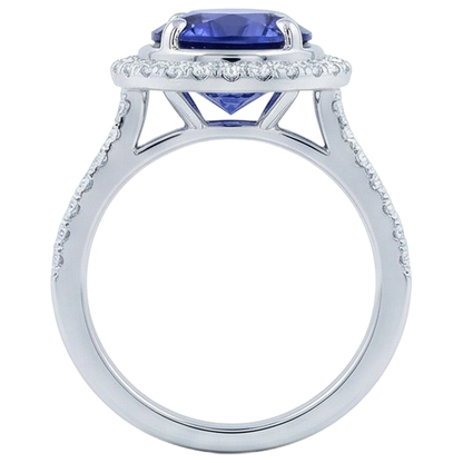 4.25 Carats Tanzanite And Natural Earth Mined Diamonds Ring White Gold 14K