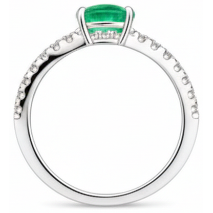 4.25 Ct Oval Cut Green Emerald GIA With Natural Earth Mined Diamond Ring Gold