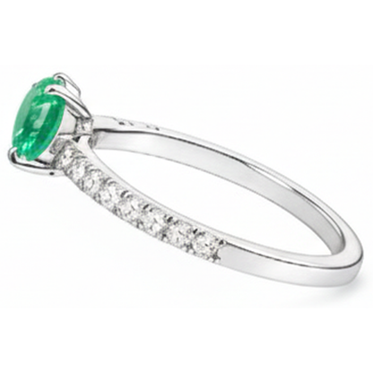 4.25 Ct Oval Cut Green Emerald GIA With Natural Earth Mined Diamond Ring Gold