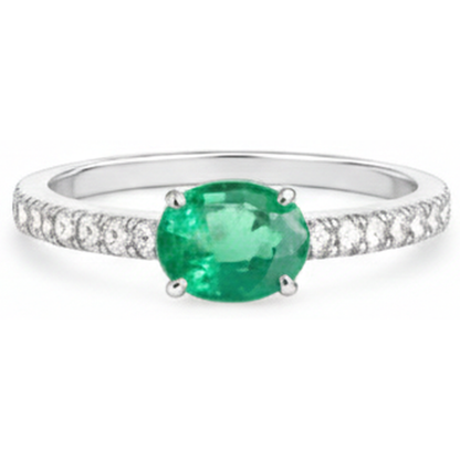 4.25 Ct Oval Cut Green Emerald GIA With Natural Earth Mined Diamond Ring Gold