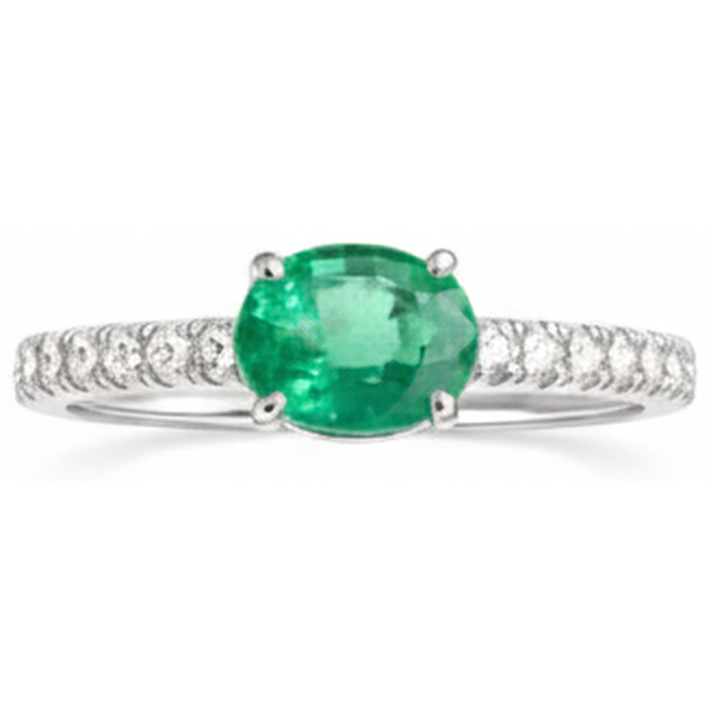 4.25 Ct Oval Cut Green Emerald GIA With Natural Earth Mined Diamond Ring Gold