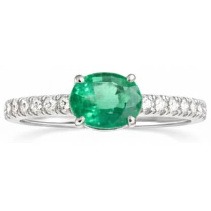 4.25 Ct Oval Cut Green Emerald GIA With Natural Earth Mined Diamond Ring Gold