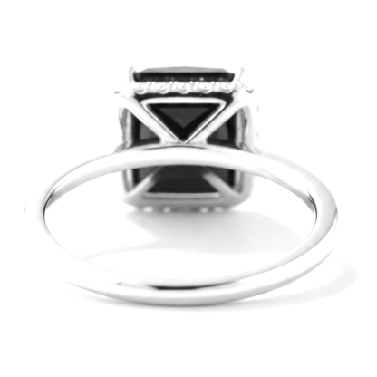 2.5 Carat Radiant Black Diamond and White Diamond Halo Ring Natural 14K White Gold