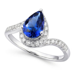 4.30 Carats Sri Lankan Sapphire And Natural Earth Mined Diamonds Ring White Gold 14K
