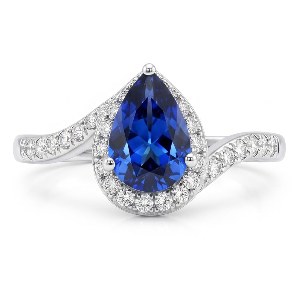 4.30 Carats Sri Lankan Sapphire And Natural Earth Mined Diamonds Ring White Gold 14K
