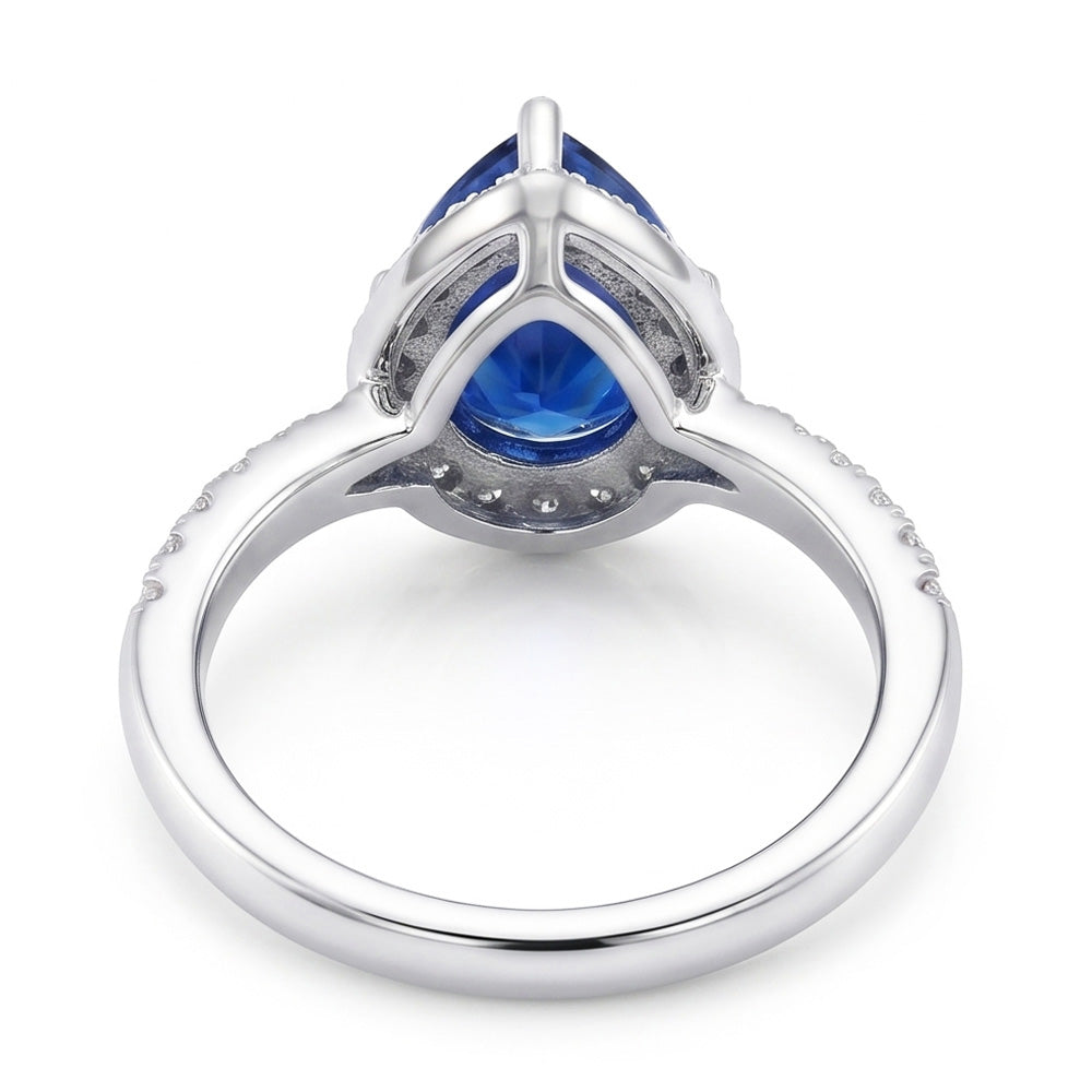 4.30 Carats Sri Lankan Sapphire And Natural Earth Mined Diamonds Ring White Gold 14K
