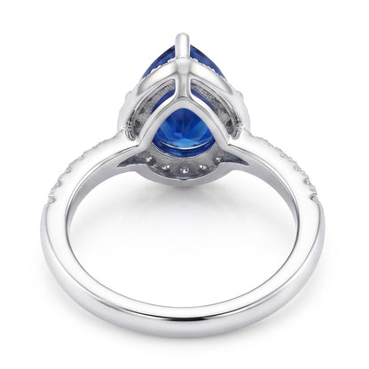 4.30 Carats Sri Lankan Sapphire And Natural Earth Mined Diamonds Ring White Gold 14K
