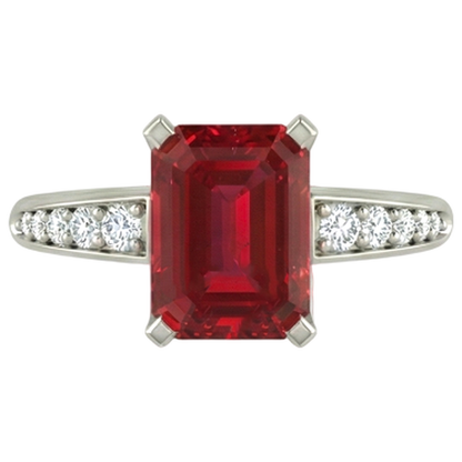4.35 Carats Red Ruby And Natural Earth Mined Diamonds Engagement Ring White Gold 14K