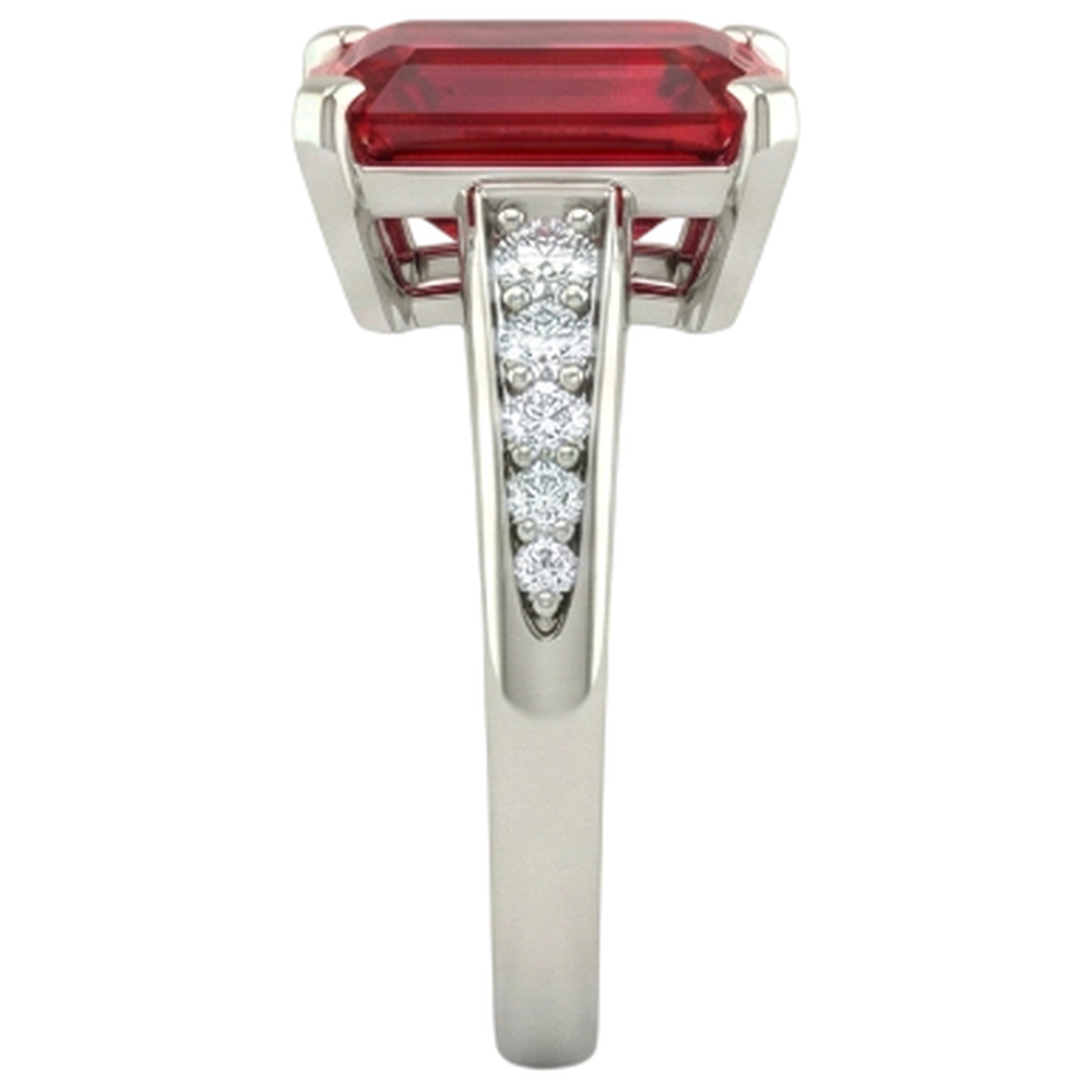 4.35 Carats Red Ruby And Natural Earth Mined Diamonds Engagement Ring White Gold 14K