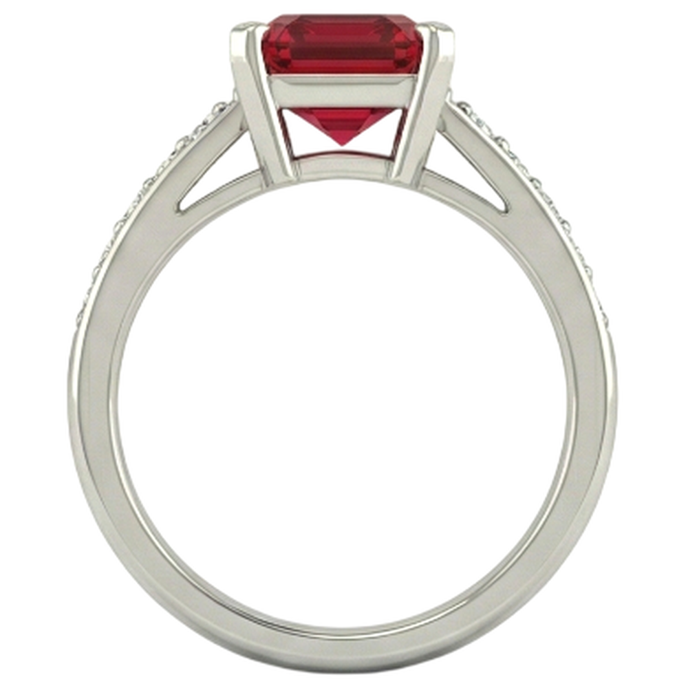 4.35 Carats Red Ruby And Natural Earth Mined Diamonds Engagement Ring White Gold 14K