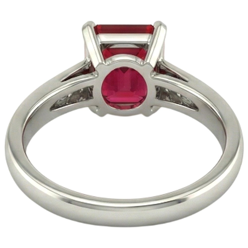 4.35 Carats Red Ruby And Natural Earth Mined Diamonds Engagement Ring White Gold 14K