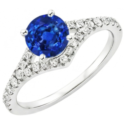 4.35 Ct Prong Set Ceylon Sapphire Natural Earth Mined Diamonds Ring White Gold