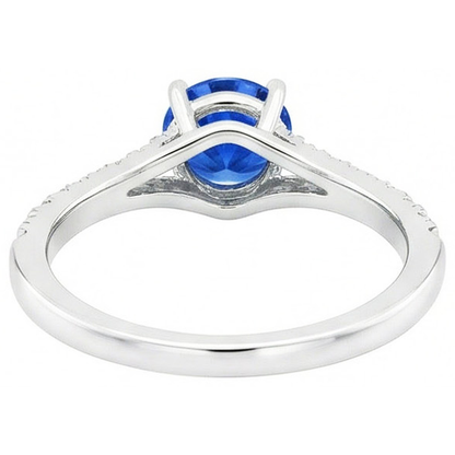 4.35 Ct Prong Set Ceylon Sapphire Natural Earth Mined Diamonds Ring White Gold