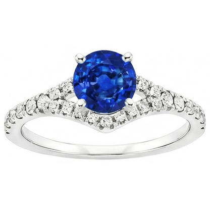 4.35 Ct Prong Set Ceylon Sapphire Natural Earth Mined Diamonds Ring White Gold