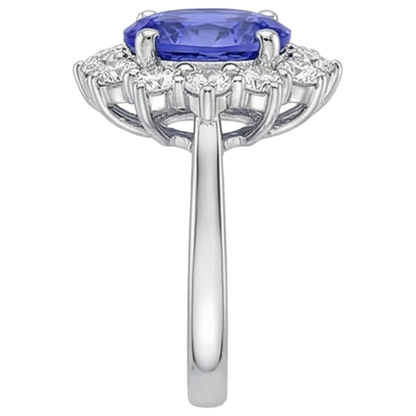 4.35 Ct Tanzanite With Natural Earth Mined Diamonds Ring New White Gold 14K