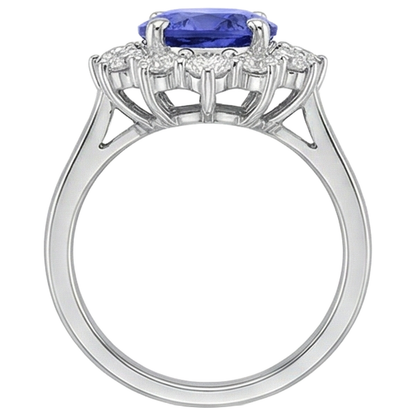4.35 Ct Tanzanite With Natural Earth Mined Diamonds Ring New White Gold 14K
