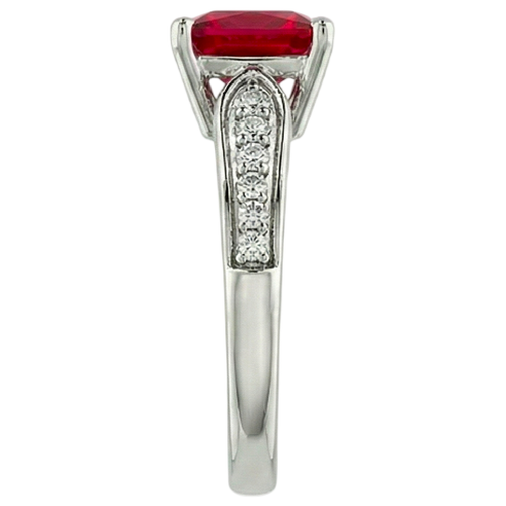 4.40 Carats Princess Red Ruby And Sparkling Natural Earth Mined Diamond Ring Gold 14K