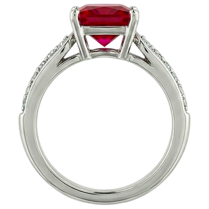 4.40 Carats Princess Red Ruby And Sparkling Natural Earth Mined Diamond Ring Gold 14K