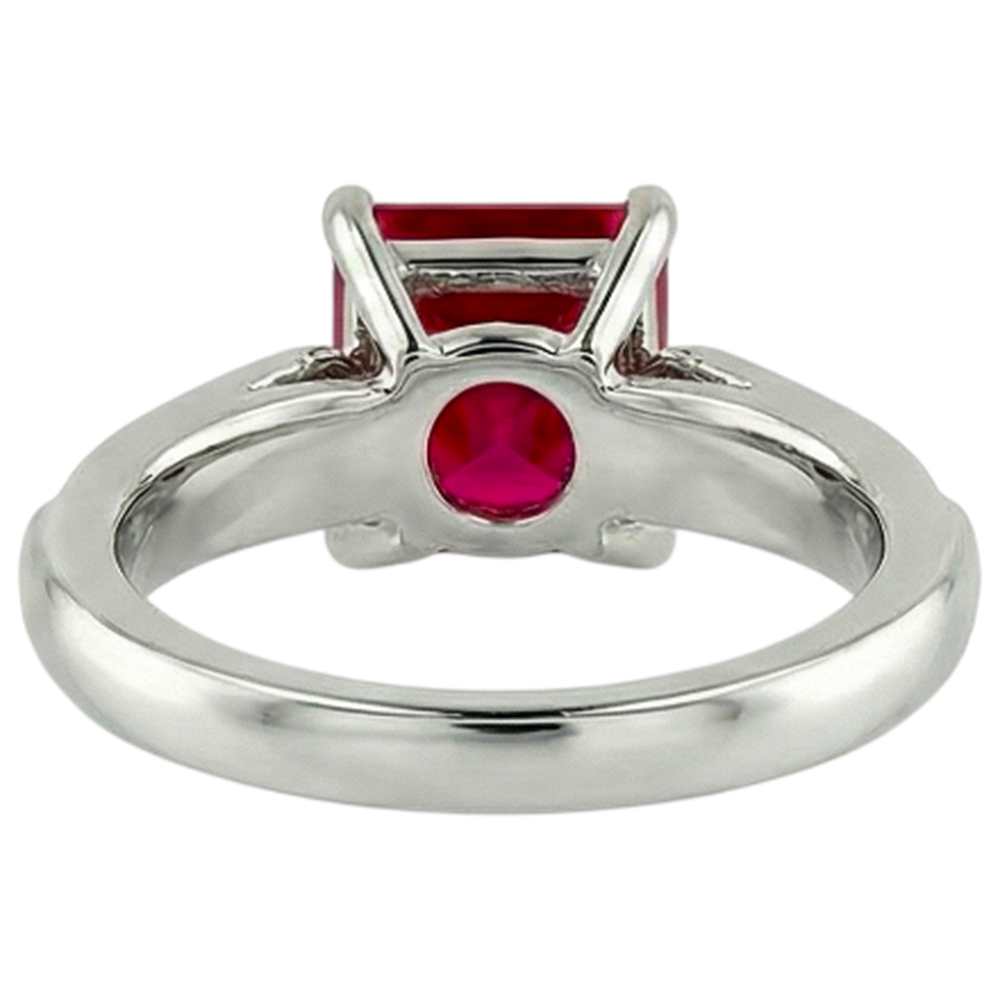 4.40 Carats Princess Red Ruby And Sparkling Natural Earth Mined Diamond Ring Gold 14K