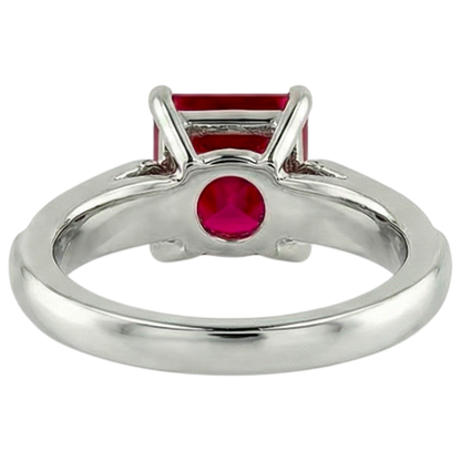 4.40 Carats Princess Red Ruby And Sparkling Natural Earth Mined Diamond Ring Gold 14K